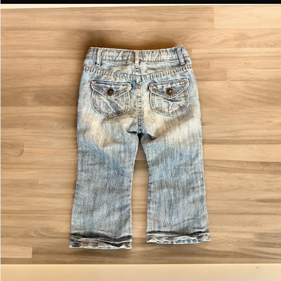 3/$22 Joe Fresh Faded Jeans Pink Stitching Snap Closure Buttons Back SZ 2 Years - Picture 2 of 4